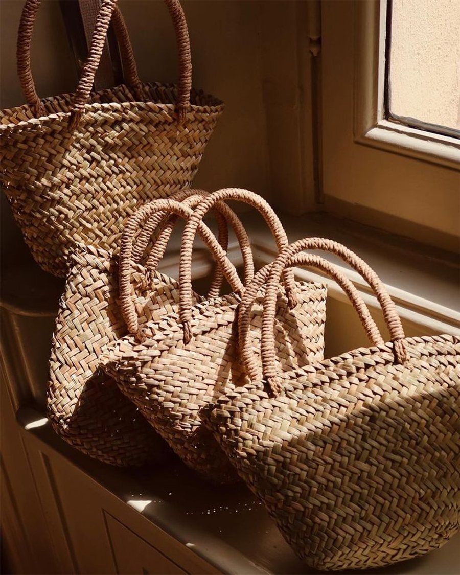 Handwoven baskets on display at Hambu Café