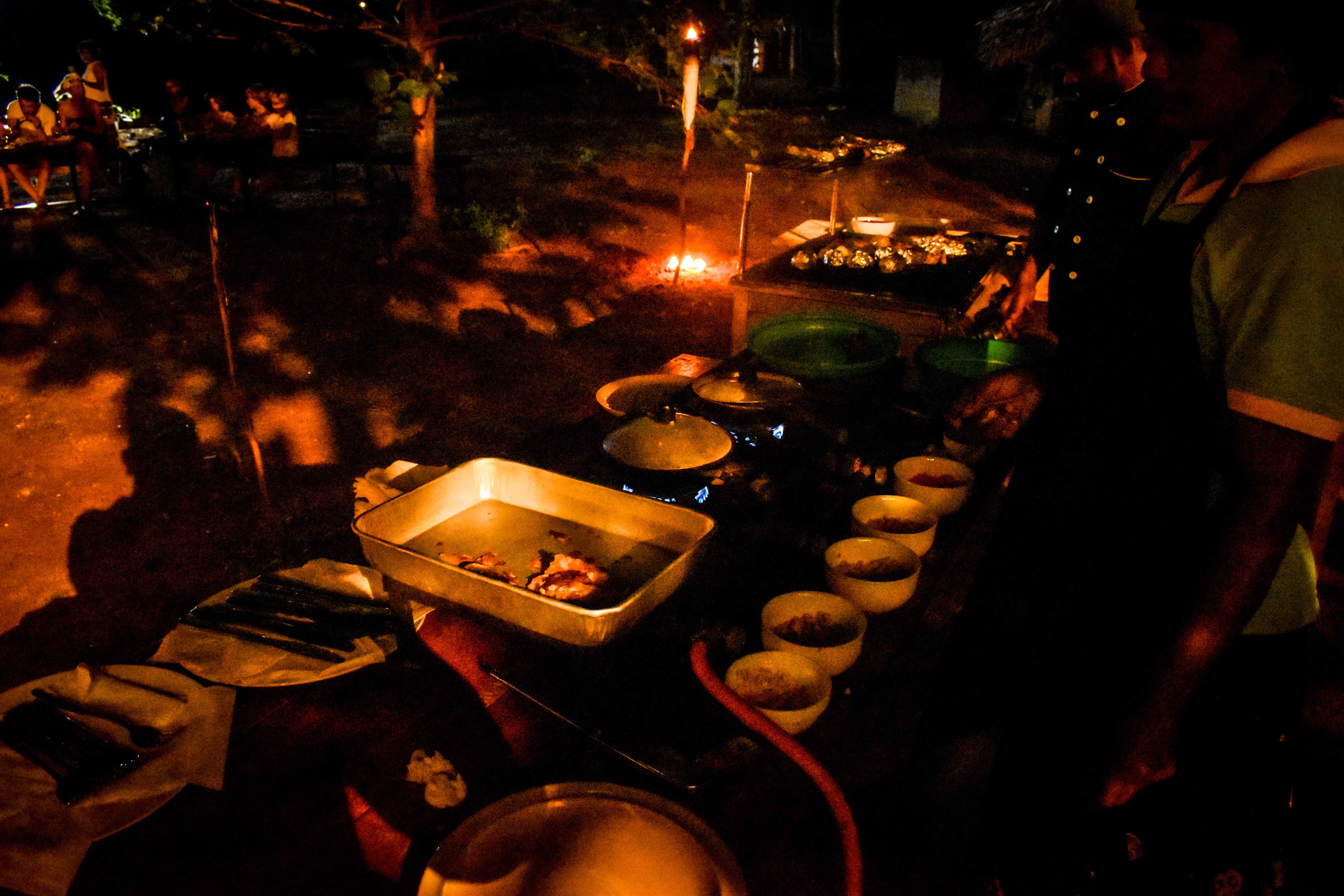 Traditional food preparation during a special event